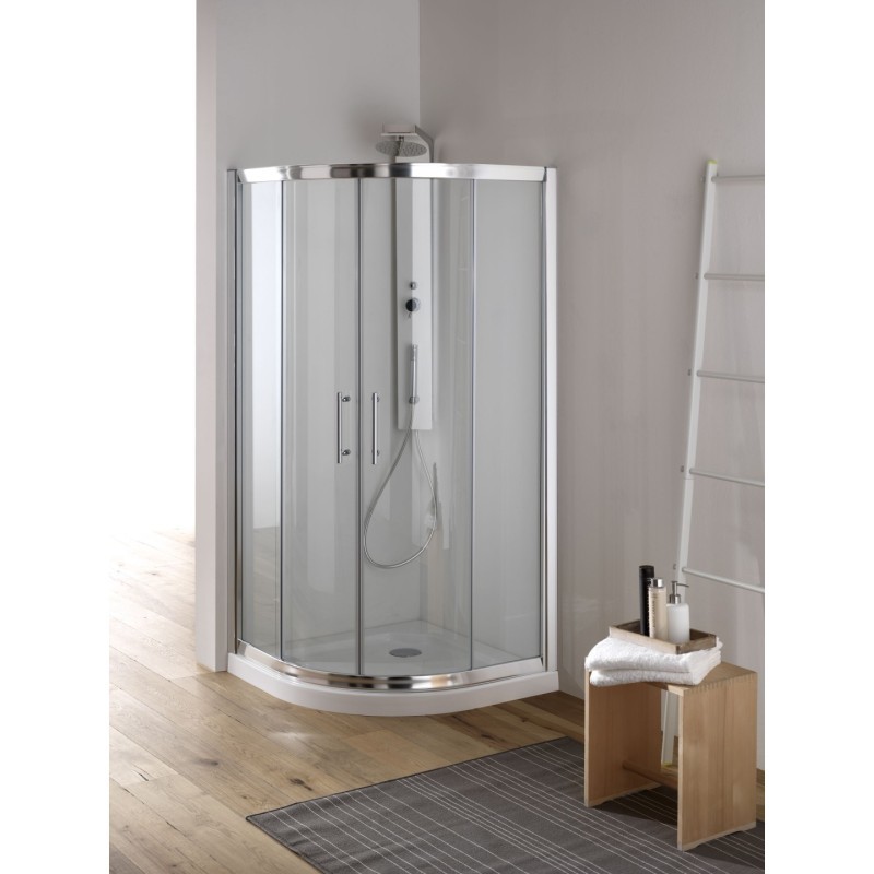 YUMI Box doccia Circolare scorrevole finitura bianco 80 cm h195 trasparente (misura 77/80-77/80 h.195 raggio 55)