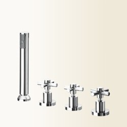 YUPPY Batteria bordovasca quattro fori senza bocca e con kit doccia finitura cromo