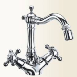 PAPIRO monoforo per bidet con canna antica finitura cromo-oro